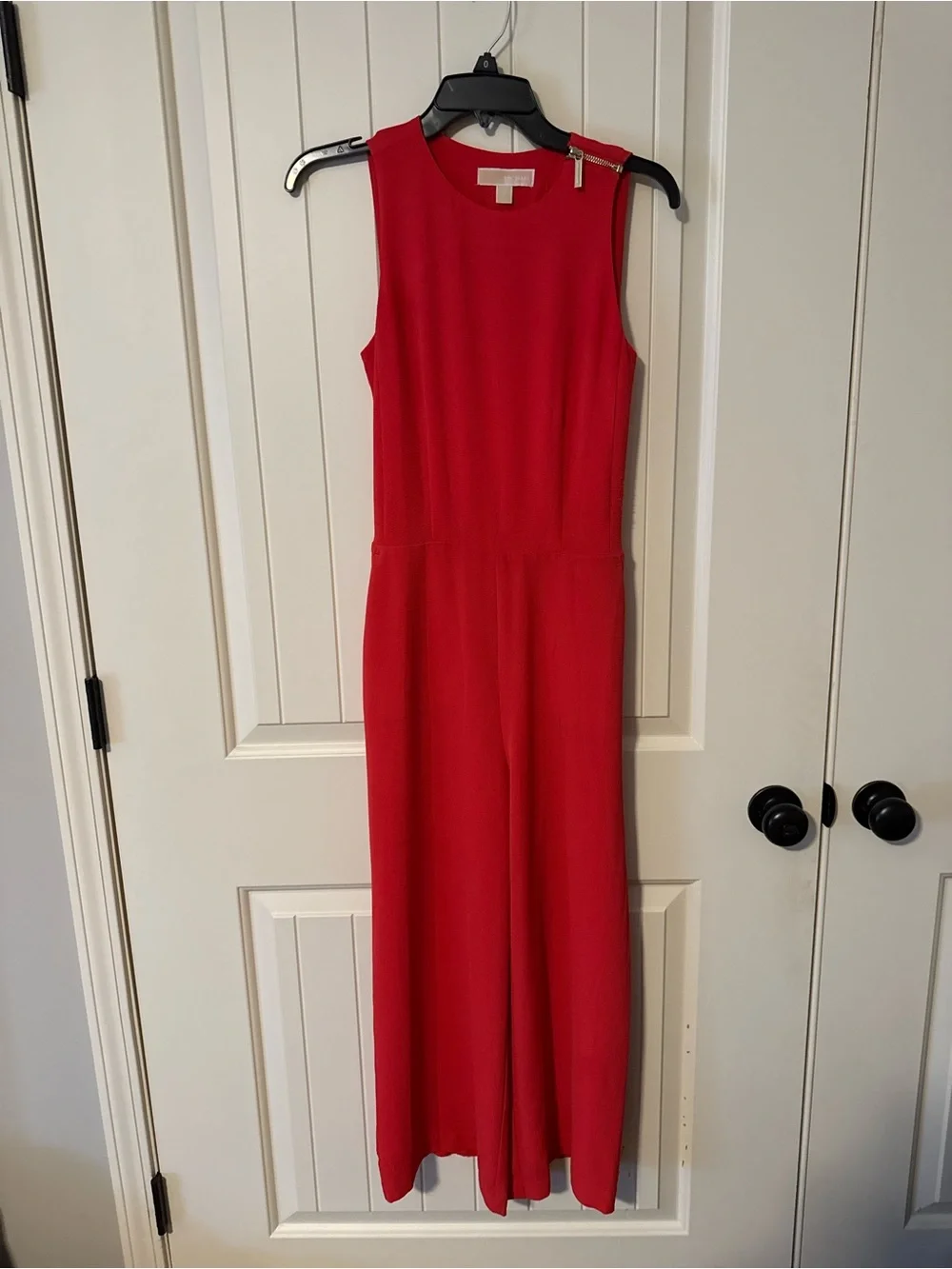 Michael Kors Vibrant Red Sleeveless Wide-Leg Jumpsuit